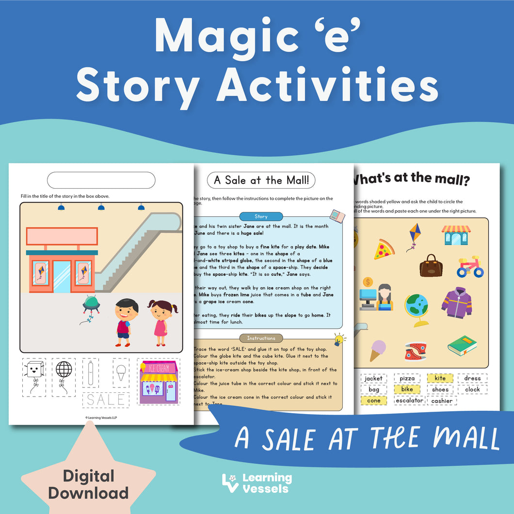 Magic 'e' Story Activities - A Sale at the Mall