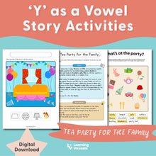 Load image into Gallery viewer, Y Vowel Story Activities - Tea Party for the Family

