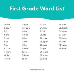 Dolch - First Grade Sight Words, 41 words