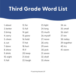 3rd Grade Sight Words Cards